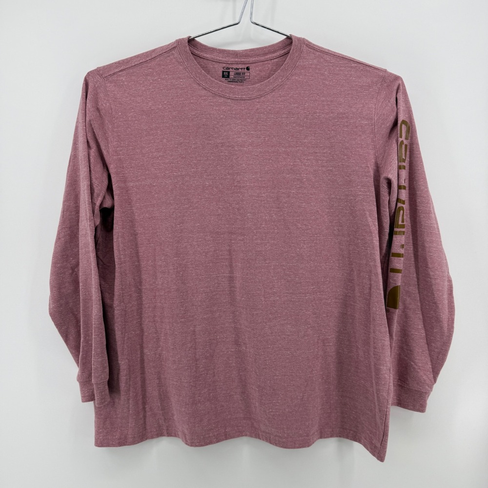 Carhartt T-Shirt Men XXL Pink Heathered Cotton Blend Sleeve Logo Loose‎ Fit